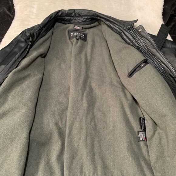 VTG Wilson’s‎ Thinsulate Black Leather Full Zip Jacket Size Large Y2K - Picture 10 of 12